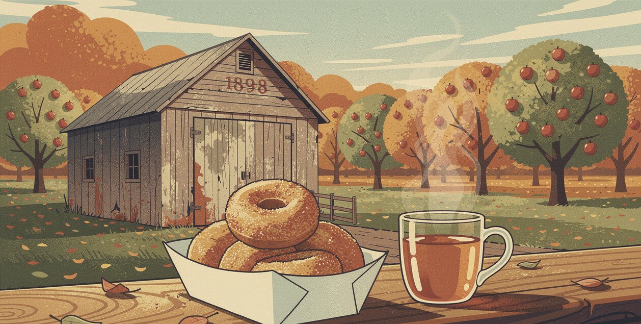 Mini cider donuts and hot cider at Snow-Line Orchard in Oak Glen