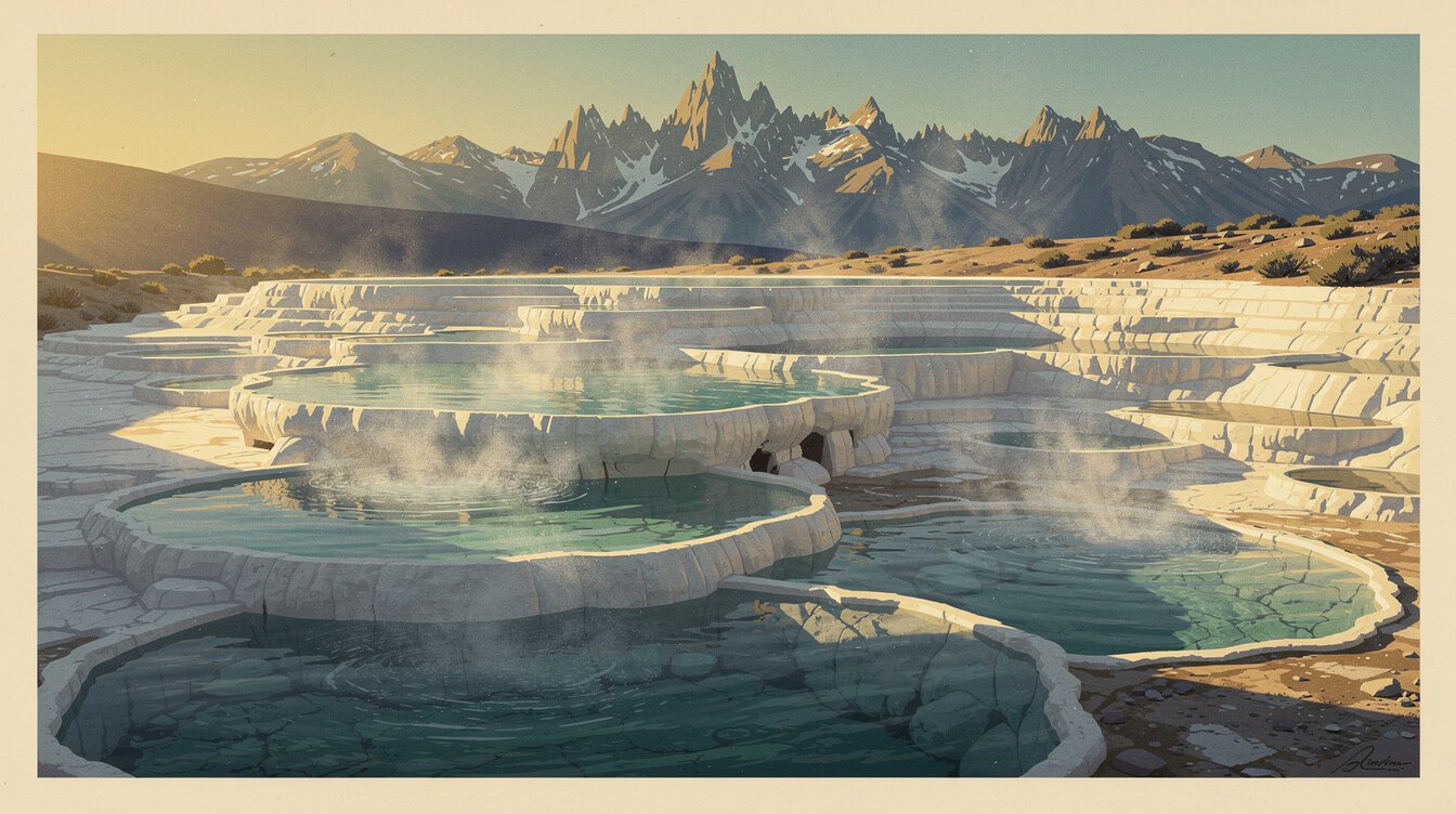 best hot springs in the Eastern Sierra, Travertine Hot Springs terraces near Bridgeport