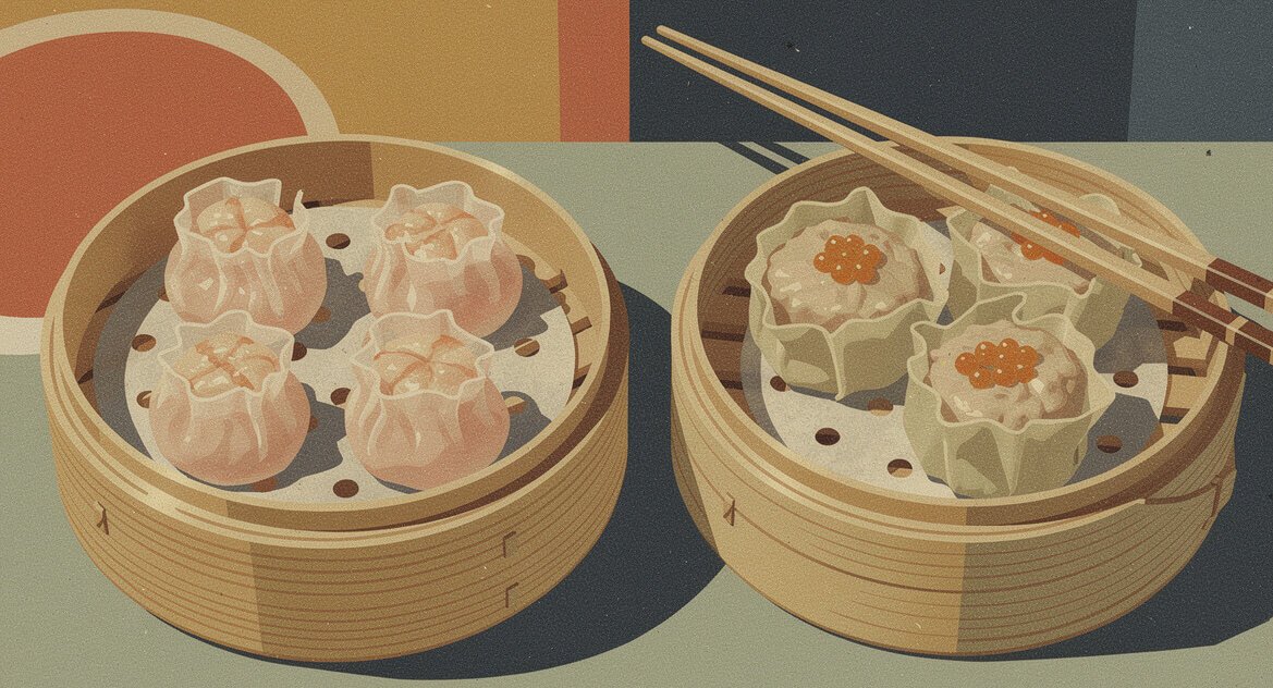 Shrimp har gow and pork siu mai in bamboo steamers, the two-dumpling test for the best dim sum in San Francisco