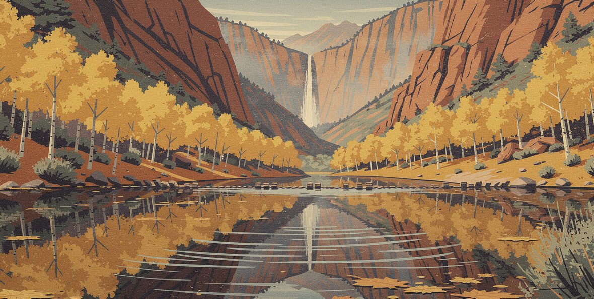 Beaver ponds and aspens in Lundy Canyon